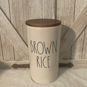 Rae Dunn Brown Rice Canister w/ Wooden Lid